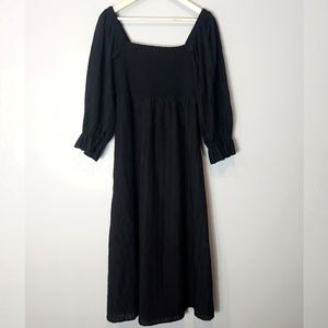 Anthropologie Hutch Prairie Peasant Maxi Dress Coastal Eyelet Puff Sleeve M